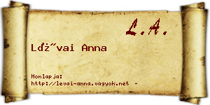 Lévai Anna névjegykártya